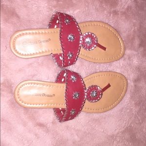 Pierre Dumas flat sandals in red/silver